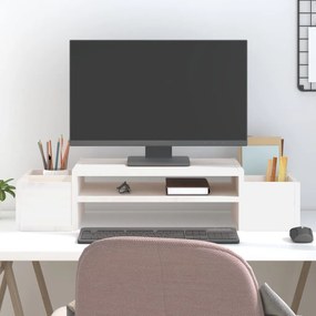 vidaXL Suporte para monitor 70x27,5x15 cm pinho maciço branco