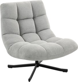 Poltrona de Sala Giratória, 95 x 75 x 90 cm, Revestimento em Tecido de Chenille, Cinzento-Claro