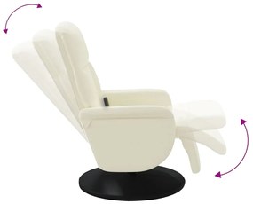 Cadeirão de massagens reclinável com apoio de pés veludo creme