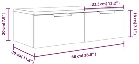 Armário parede 68x30x20cm derivados madeira cinzento sonoma