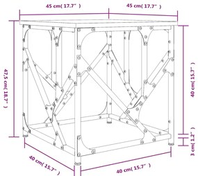 Mesa de centro 45x45x47,5 cm derivados de madeira cinza sonoma