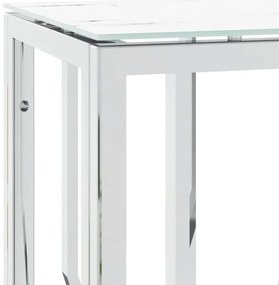 Mesa consola 70x30x70 cm aço inoxidável e vidro prateado