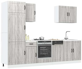 vidaXL 7 peças armário de cozinha conjunto Lucca cinza sonoma