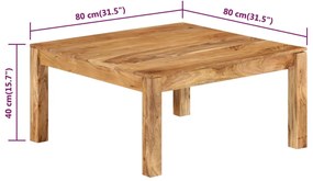Mesa de centro 80x80x40 cm madeira de acácia maciça