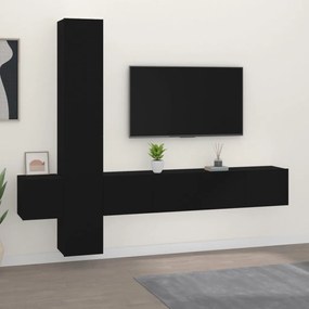 vidaXL Conjunto móveis de TV 5 pcs madeira processada preto