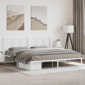 Estrutura de cama com cabeceira 193x203 cm metal branco