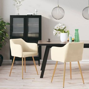 vidaXL Cadeiras de jantar 2 pcs veludo cor creme