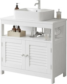 Armário de casa de banho para lavatório (NÃO INCLUIDO) com 2 portas de lâminas 30 x 60 x 60 cm Branco