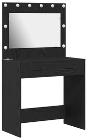 Mesa de Maquilhagem com Luzes de LED Carvalho Preto 78,5x41x135 cm