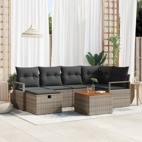 Conjunto de Sofá Modular vidaXL de 7 Peças com Almofadas Cinza Vime Si