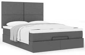 Estrutura de cama otomana com colchão 140x190cm cinzento escuro