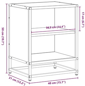 Mesa de cabeceira sonoma 40x31x50 cm madeira e metal cinzento