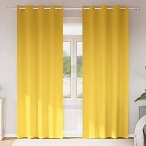 vidaXL Cortinas 2 pcs amarelo mostarda 225 x 140 cm Poliéster