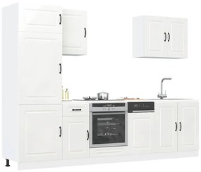 7 peças armário de cozinha conjunto Kalmar branco brilhante