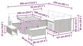 Conjunto de Sofá de Jardim vidaXL 12 Peças com Almofadas Bege de Ratta