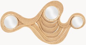 Espelho de parede decorativo artesanal com moldura em vime Wave