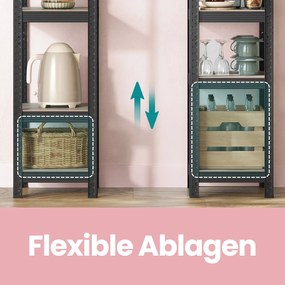 Estante de arrumação de 37 x 37 x 150 cm cinza + preto