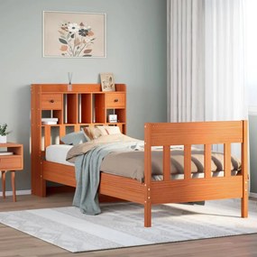Cama sem colchão 75x190 cm madeira de pinho maciça castanho-mel