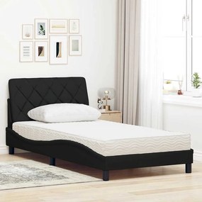 Cama com colchão 100x200 cm tecido preto