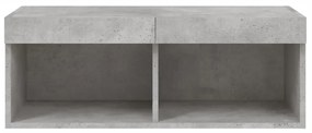Móvel de TV com luzes LED 80x30x30 cm cinzento cimento