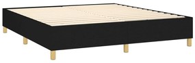 Cama box spring c/ colchão e LED 160x200 cm tecido preto