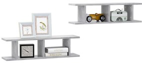 Estantes de parede 2 pcs 78x18x20 cm madeira cinzento cimento