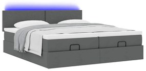 Estrutura de cama otomana com colchões tecido cinzento escuro