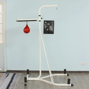 Suporte para saco de boxe (NÃO INCLUÍDO) com base autônoma 2 em 1 e saco de velocidade 156 x 115 x 224 cm branco