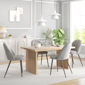 Conjunto de 4 Cadeiras de Sala de Jantar Modernas Cadeiras Estofadas em Veludo com Encosto Alto e Pés de Aço 50x52x83 cm Cinza