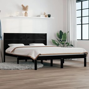 Estrutura de cama 160x200 cm pinho maciço preto