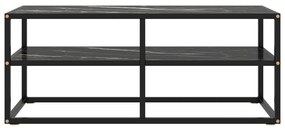 Móvel de TV 100x40x40 cm vidro mármore preto