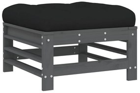 Apoios de pés p/ jardim c/ almofadões 2 pcs pinho maciço cinza