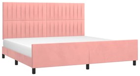 Estrutura de cama c/ cabeceira 200x200 cm veludo rosa