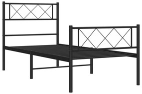 Estrutura de cama com cabeceira e pés 90x200 cm metal preto