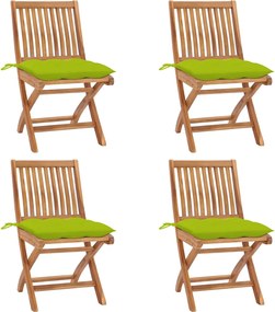 vidaXL Cadeiras de jardim dobráveis c/ almofadões 4 pcs teca maciça