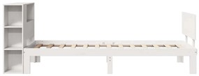 Cama com estante sem colchão 75x190 cm pinho maciço branco