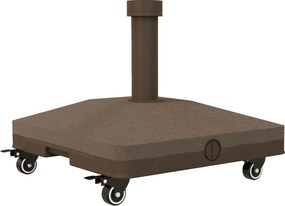 Outsunny Base para Chapéu de Sol com Rodas de HDPE Compatível com Mastros Ø22-38 mm Recheável com Areia 18 kg ou Água 16 kg  Castanho | Aosom Portugal