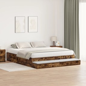 vidaXL Estrado de Cama Carvalho Defumado 200x200 cm