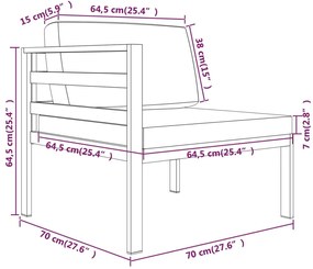 6 pcs conjunto lounge jardim com almofadões alumínio antracite
