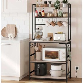 Armario de cozinha com tomadas 40 x 80 x 170 cm preto-greige