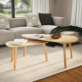Conjunto mesas de centro 2 pcs pinho maciço castanho