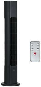 HOMCOM Ventoinha de Coluna com Controlo Remoto Oscilação de 75° Temporizador 3 Velocidades 3 Modos Silencioso Ø18x78,5 cm Preto