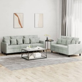 vidaXL 2 pcs conjunto de sofás com almofadões veludo cinzento-claro