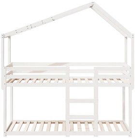 Beliche com telhado 90x190 cm madeira de pinho maciça branco