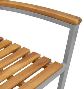 Cadeiras de Jardim 4 pcs Cinza em Madeira Sólida de Acácia e Aço