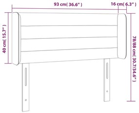 Cabeceira de cama c/ abas tecido 93x16x78/88 cm azul