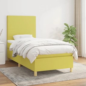 vidaXL Cama com molas/colchão 80x200 cm tecido verde