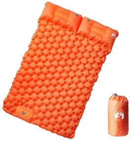 vidaXL Colchão campismo autoinsuflável c/ almofadas 2 pessoas laranja