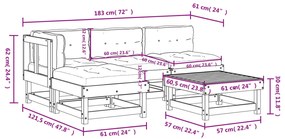 5pcs conjunto lounge jardim com almofadões madeira maciça cinza