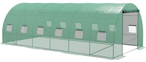 Outsunny Estufa tipo Túnel 6x3x2 m com Sistema de Irrigação 12 Janelas com Malha e 1 Porta de Enrolar Estufa de Jardim Verde